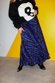 Midnight Zebra Purple Pleated Skirt