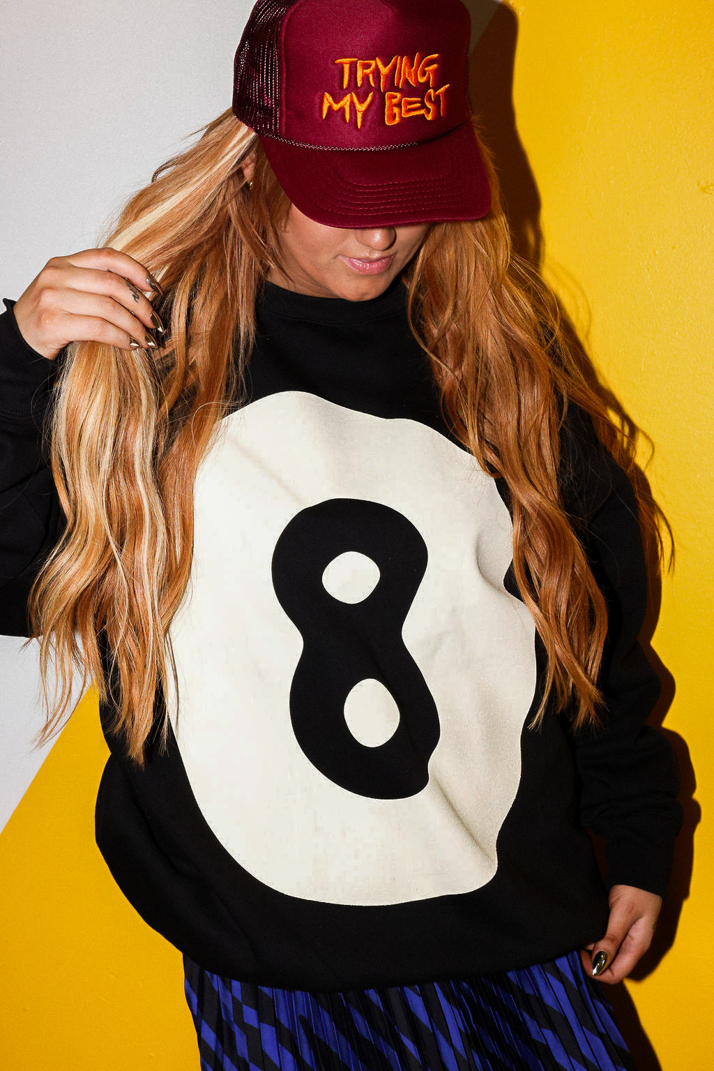 8 Ball No Hard Feelings Black Crew Neck (Front + Back)