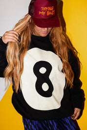 8 Ball No Hard Feelings Black Crew Neck (Front + Back)