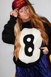 8 Ball No Hard Feelings Black Crew Neck (Front + Back)