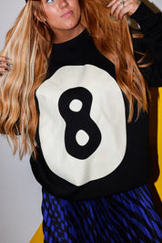 8 Ball No Hard Feelings Black Crew Neck (Front + Back)
