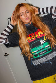 Speed Queen Racing Black Acid Wash Tee