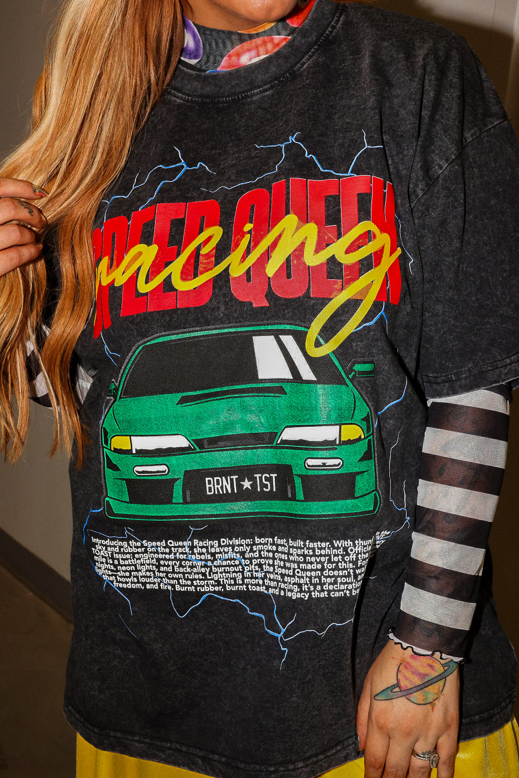 Speed Queen Racing Black Acid Wash Tee