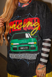 Speed Queen Racing Black Acid Wash Tee