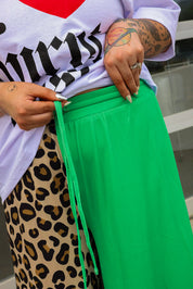 House Cat Chaos Leopard & Green Half & Half Pants