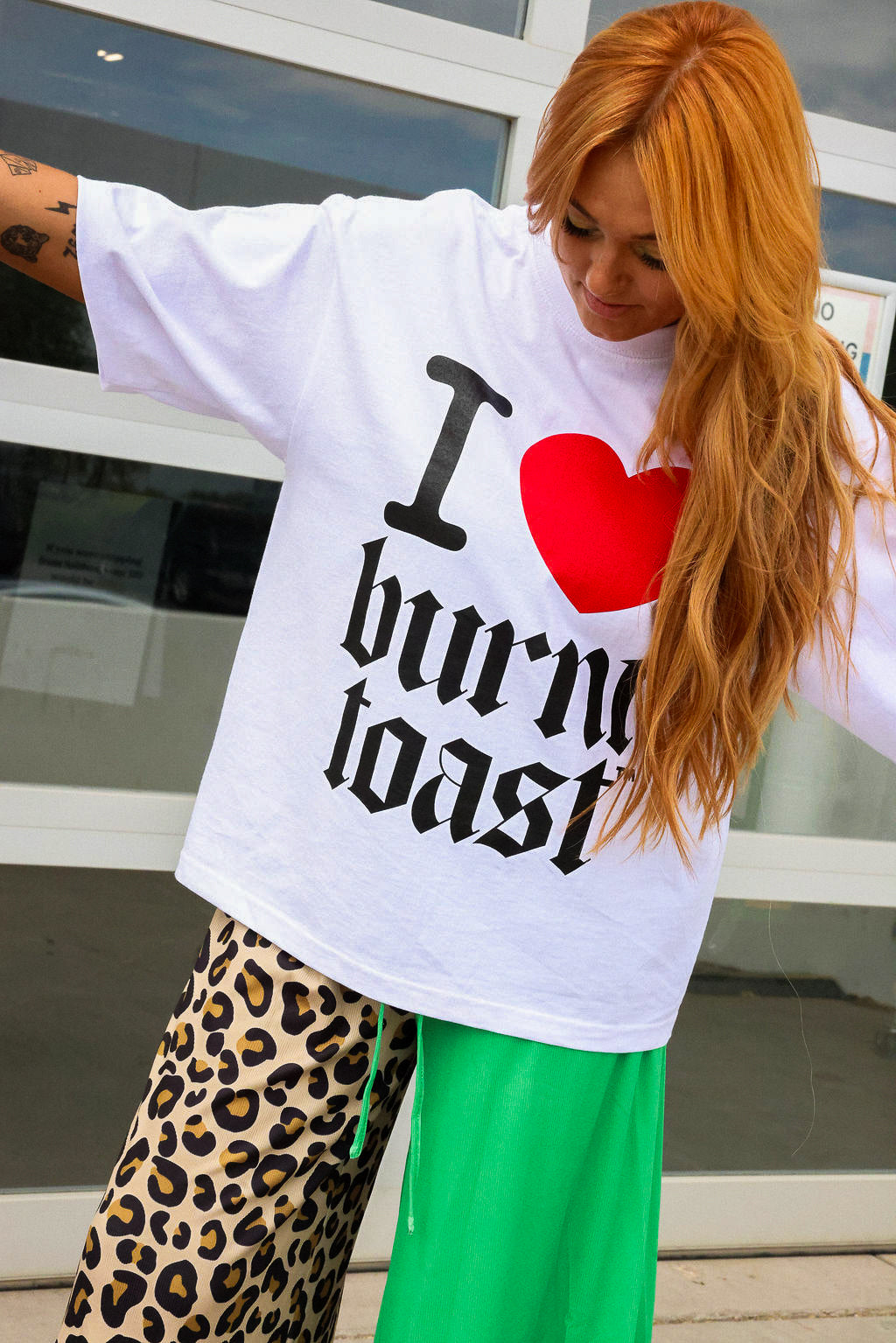 House Cat Chaos Leopard & Green Half & Half Pants