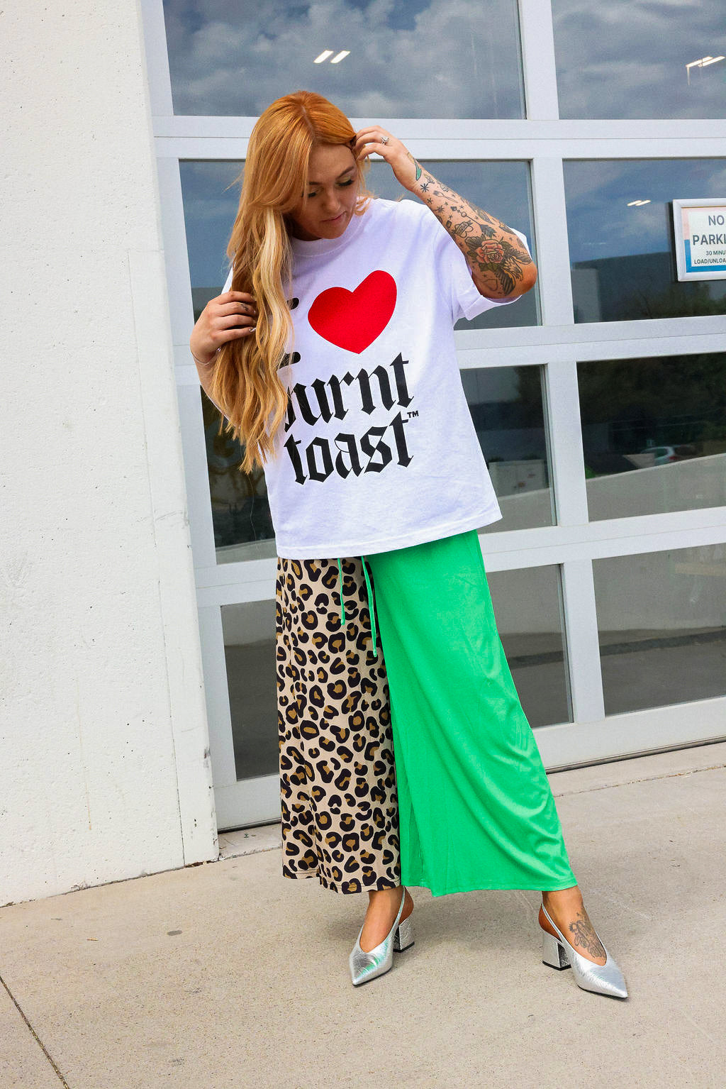 I <3 Burnt Toast White Graphic Tee (Front + Back)
