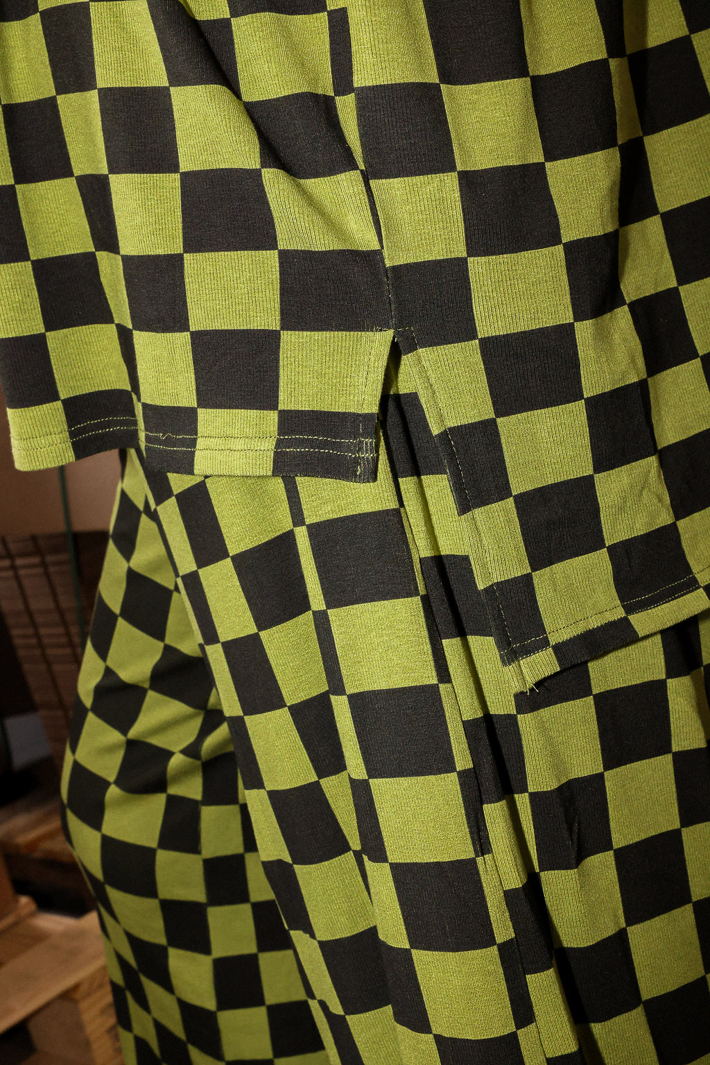 Radioactive Dream Green & Black Checkered Ribbed Set