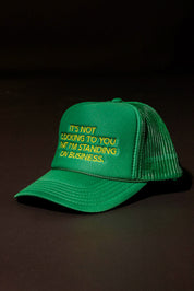 It's Not Clocking Embroidered Green Trucker Hat