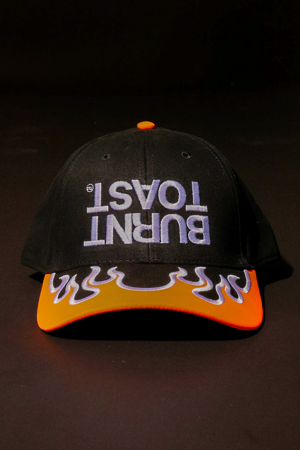 Upside Down Burnt Toast Orange Flame Trucker Hat