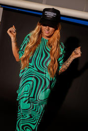Neptune Swirl Plissé Maxi Skirt Set