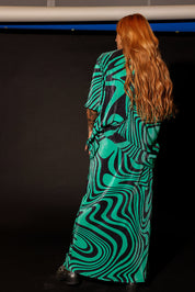 Neptune Swirl Plissé Maxi Skirt Set