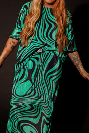 Neptune Swirl Plissé Maxi Skirt Set