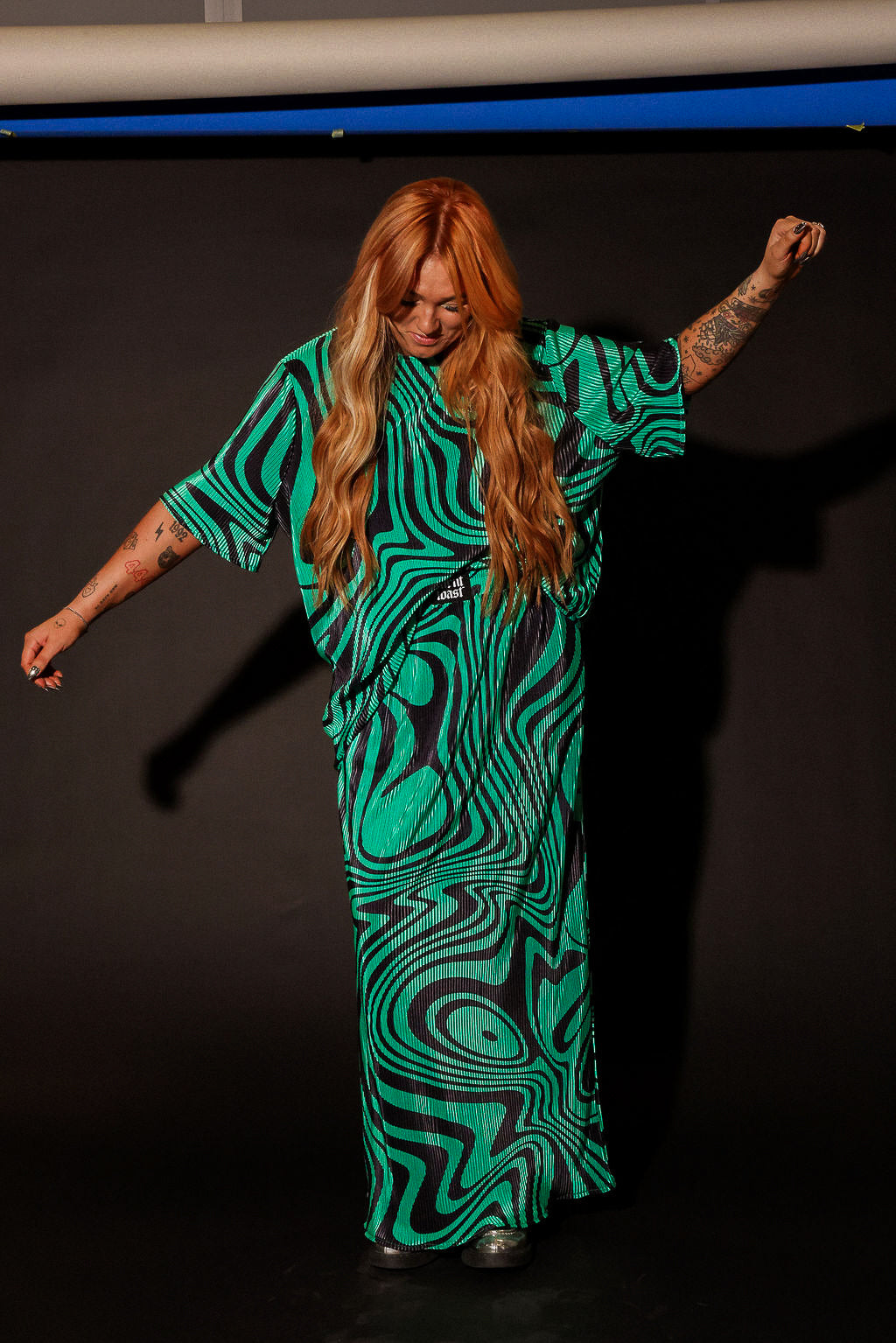 Neptune Swirl Plissé Maxi Skirt Set