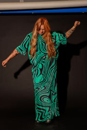 Neptune Swirl Plissé Maxi Skirt Set