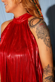 Code Red Metallic Halter Neck Dress