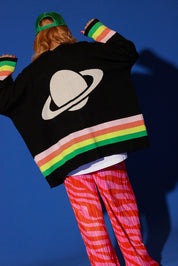 Black Saturn Return Oversized Boxy Cardigan