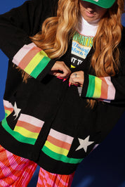 Black Saturn Return Oversized Boxy Cardigan