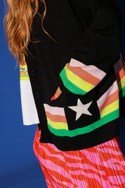 Black Saturn Return Oversized Boxy Cardigan