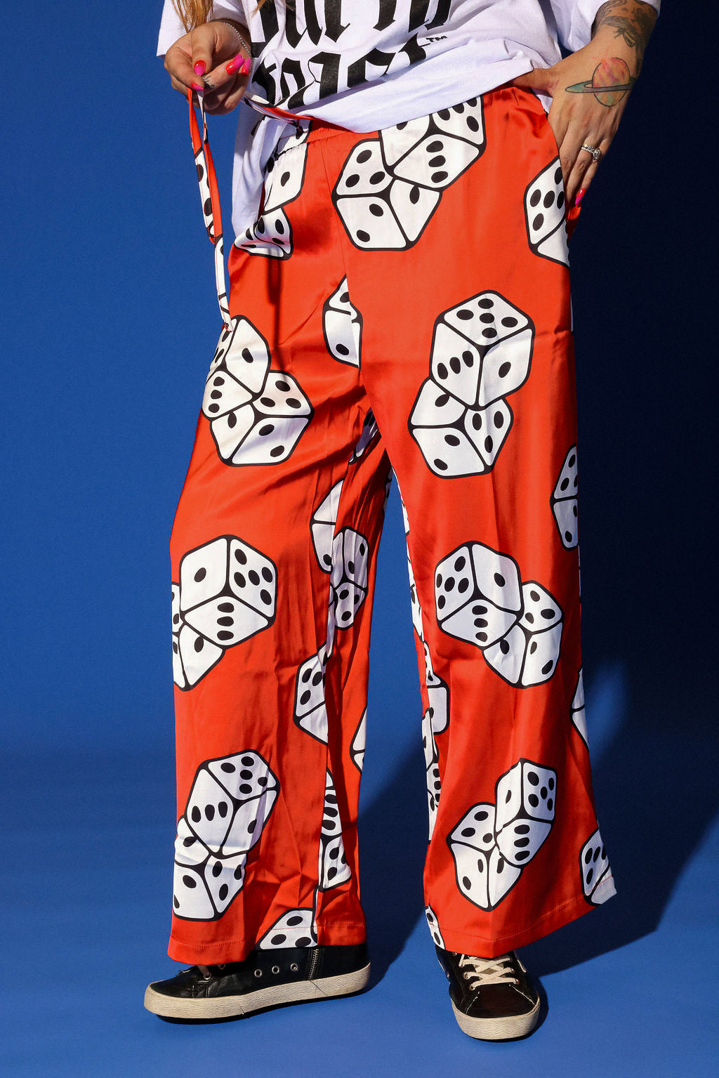 High Stakes Red Dice Wide-Leg Pants  **RESTOCKED**