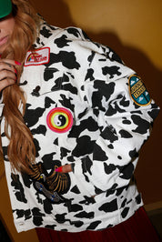**PRE-ORDER: ships by 11/17** Burnt Toast Mayhem Patch Cow Denim Jacket