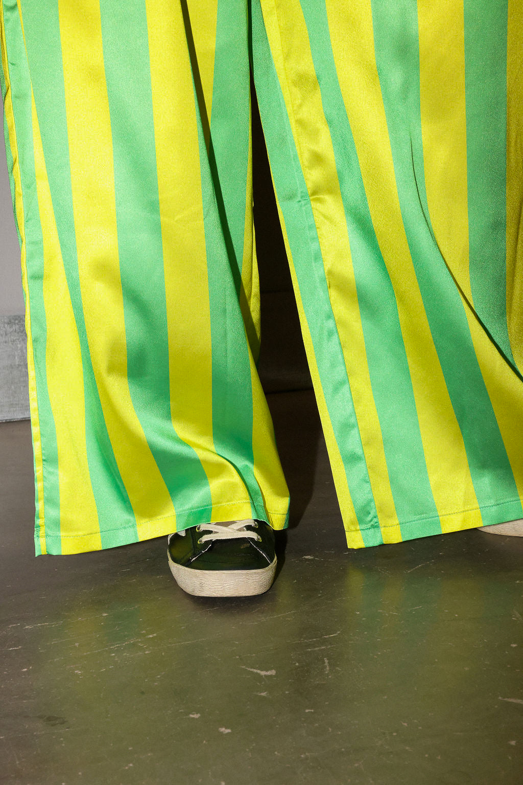 High Voltage Green Stripe Straight-Leg Pants