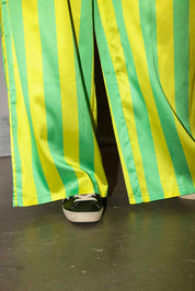 High Voltage Green Stripe Straight-Leg Pants