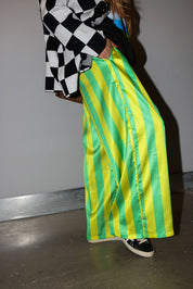 High Voltage Green Stripe Straight-Leg Pants