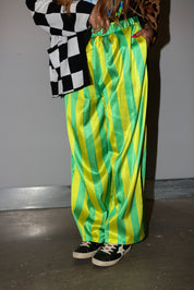 High Voltage Green Stripe Straight-Leg Pants