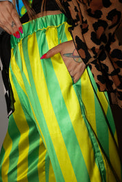 High Voltage Green Stripe Straight-Leg Pants