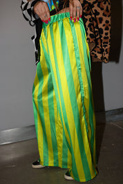 High Voltage Green Stripe Straight-Leg Pants