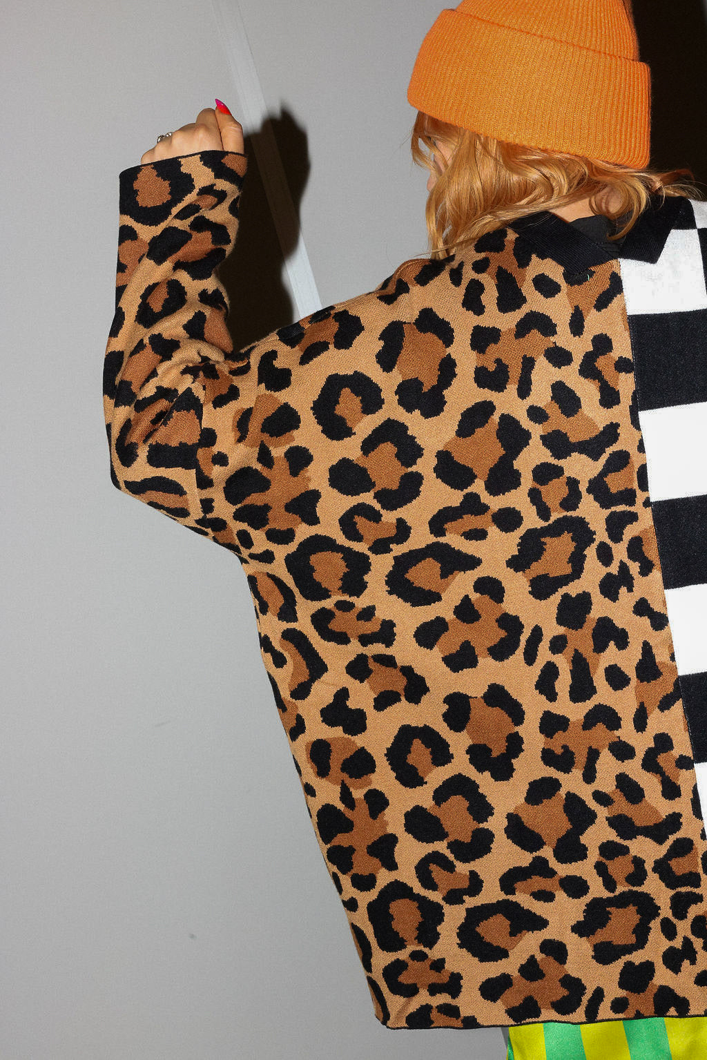 Split Decision Checkered & Leopard Oversized Boxy Cardigan **RESTOCKED**