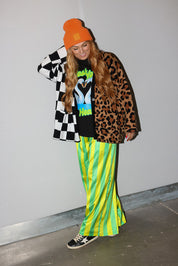 High Voltage Green Stripe Straight-Leg Pants