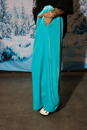 Cold Burn Blue Velvety Wide Leg Trousers