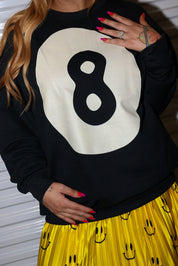 8 Ball No Hard Feelings Black Crew Neck (Screen Print // Front + Back) **RESTOCKED**