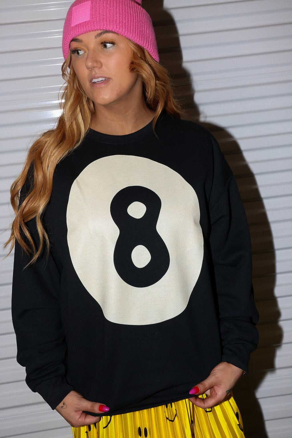 8 Ball No Hard Feelings Black Crew Neck (Screen Print // Front + Back) **RESTOCKED**
