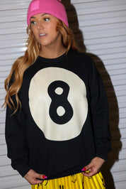 8 Ball No Hard Feelings Black Crew Neck (Screen Print // Front + Back) **RESTOCKED**