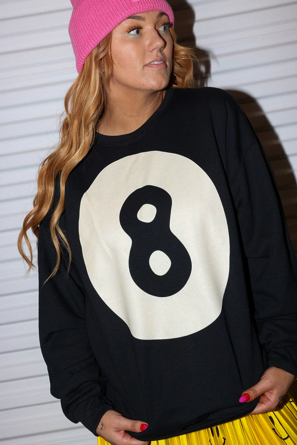 8 Ball No Hard Feelings Black Crew Neck (Screen Print // Front + Back) **RESTOCKED**