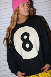 8 Ball No Hard Feelings Black Crew Neck (Screen Print // Front + Back) **RESTOCKED**