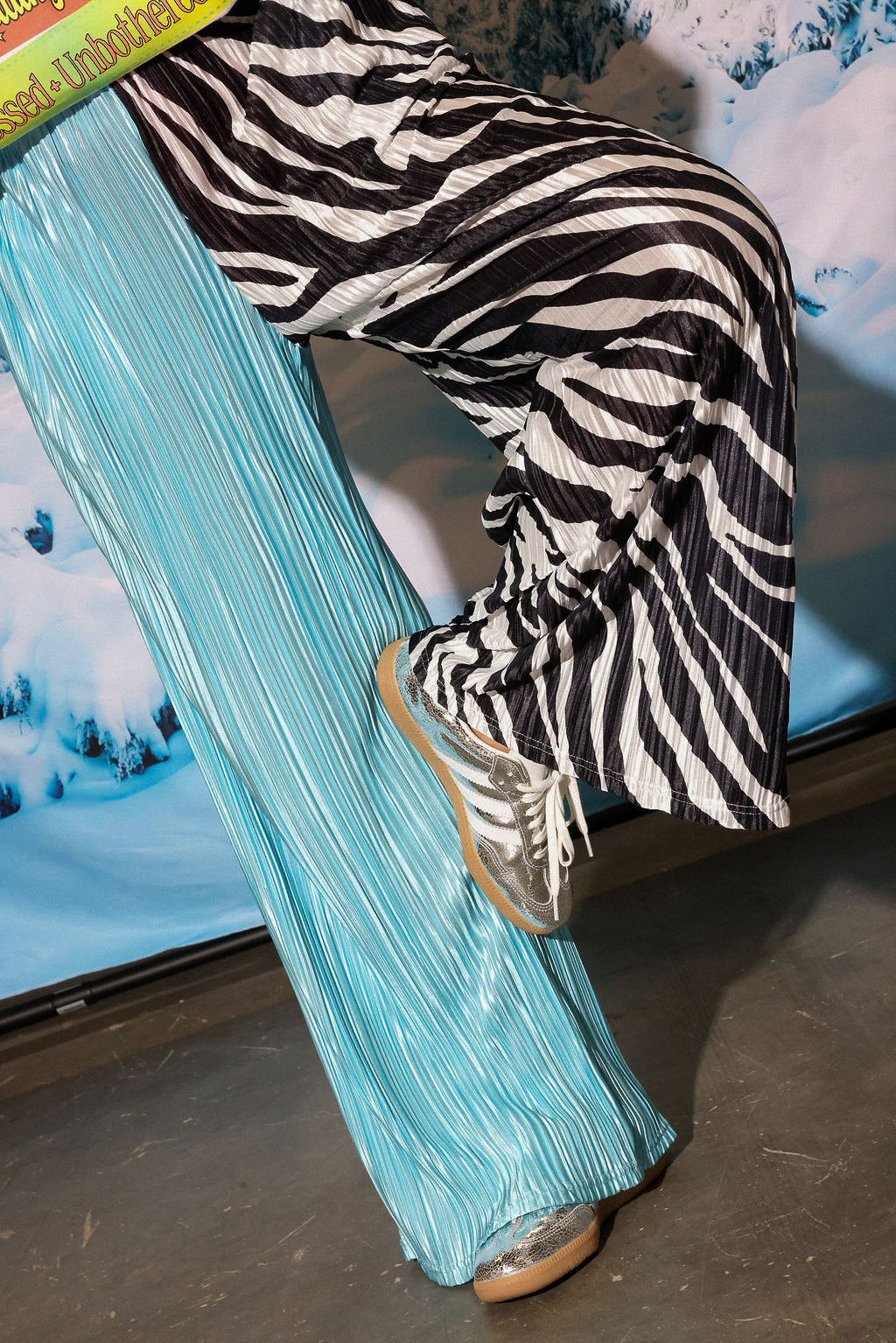 Zebra Split Plissé Pants