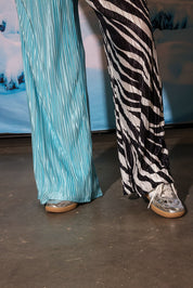 Zebra Split Plissé Pants