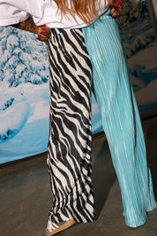 Zebra Split Plissé Pants