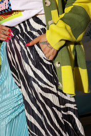Zebra Split Plissé Pants