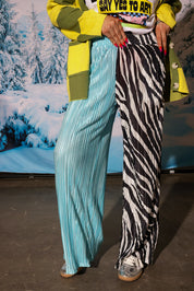 Zebra Split Plissé Pants