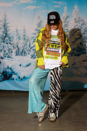 Zebra Split Plissé Pants