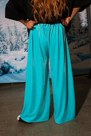 Cold Burn Blue Velvety Wide Leg Trousers