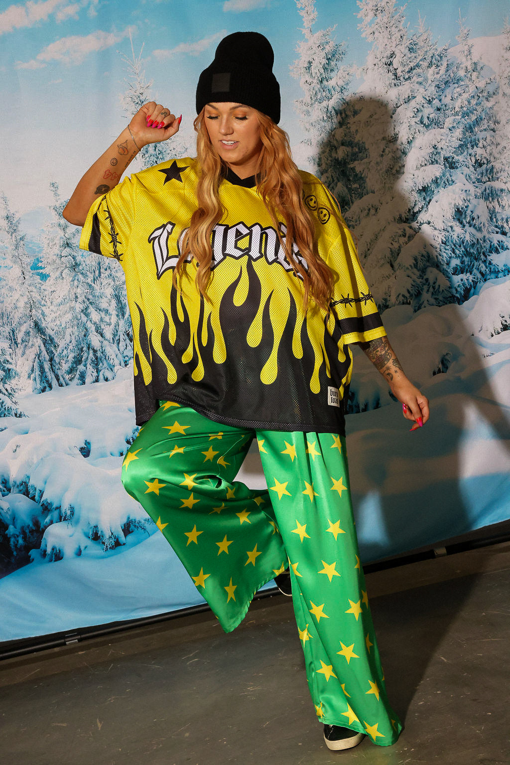 Supernova Green Star Wide-leg Trousers