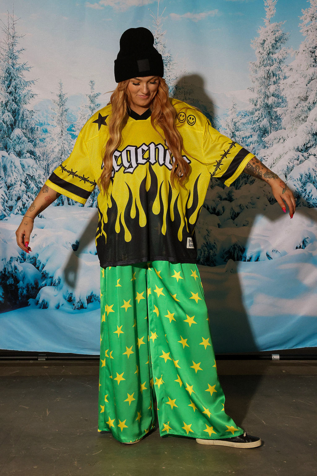 Supernova Green Star Wide-leg Trousers