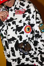 **PRE-ORDER: ships by 11/17** Burnt Toast Mayhem Patch Cow Denim Jacket