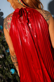 Code Red Metallic Halter Neck Dress